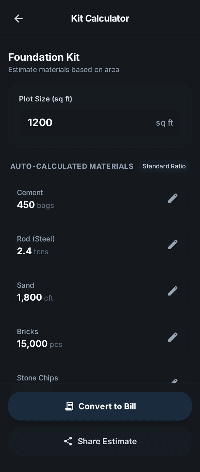 Sanjay Traders smart kit calculator